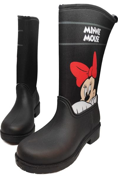 İpek Κοριτσίστικες μαύρες γούνινες μπότες Mickey Mouse