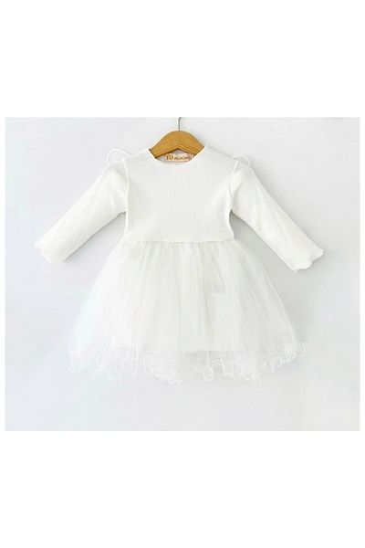 KZYTİCARET White Children's Dress with Butterfly Wings