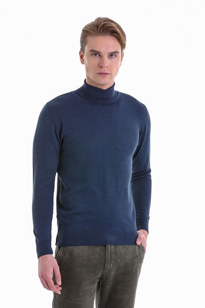 Hatemoğlu Indigo Comfort Fit Плосък велосипеден яка вълнен пуловер
