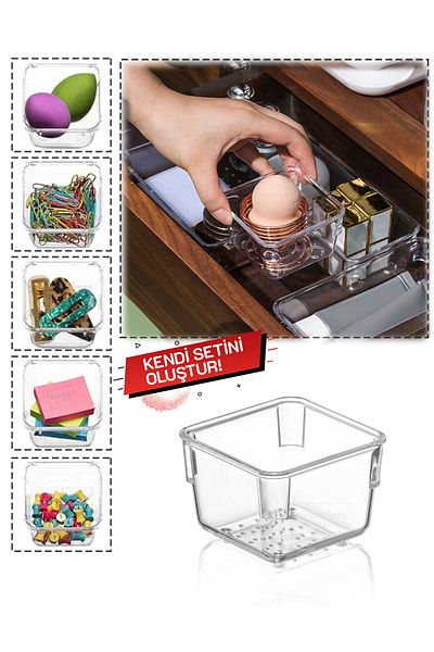 Meleni Home Modular Drawer Organizer, Organizer κοσμημάτων μακιγιάζ - Organizer επιφάνειας εργασίας γραφείου 7,5 cm