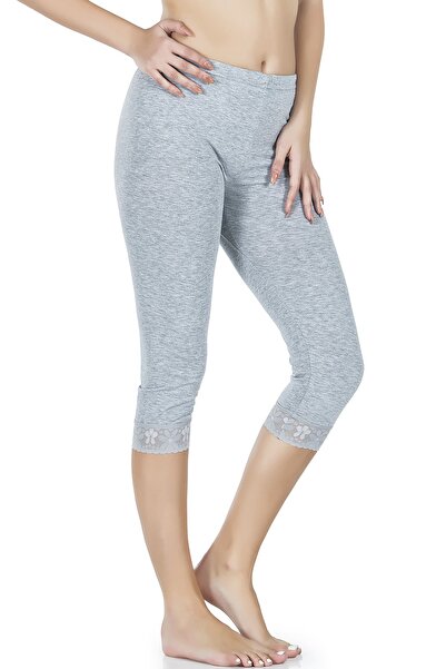 Derya Kurşun Leggings scurti pentru femei, cu dantelă, 414b