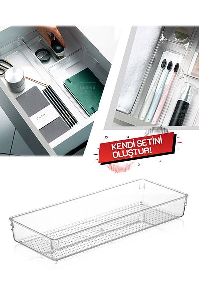 Meleni Home Modular Drawer Organizer, Makeup Jewelry Organizer - Office Desktop Organizer 37.5 X 15 Cm