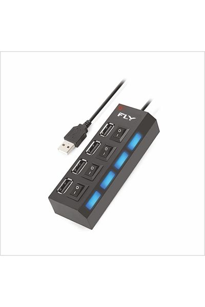 Fly -3407-01 مقبس طاقة مضاد للكهرباء الساكنة 4 منافذ USB 2.0a مقرنة بطول كابل 50 سم