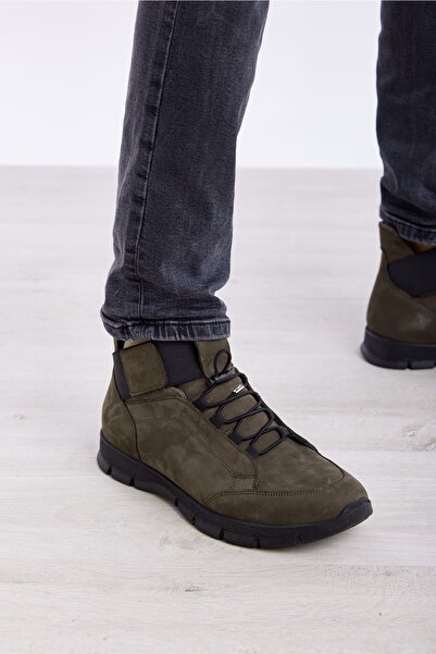 derinet Gri Nubuk Hakiki Deri Erkek Bot