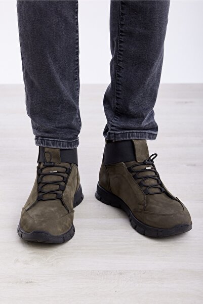 derinet Gri Nubuk Hakiki Deri Erkek Bot