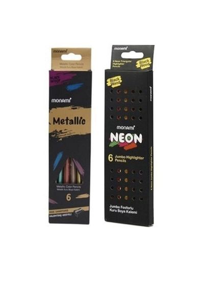 Monami 6-Piece Neon & 6-Piece Metallic Dry Paint Set