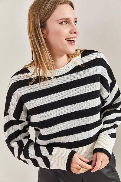 Bianco Lucci Striped Women's Knitwear Sweater