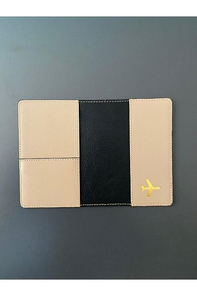 Seyahataksesuar Country Names Printed Cream Leather Passport Cover and Luggage Tag