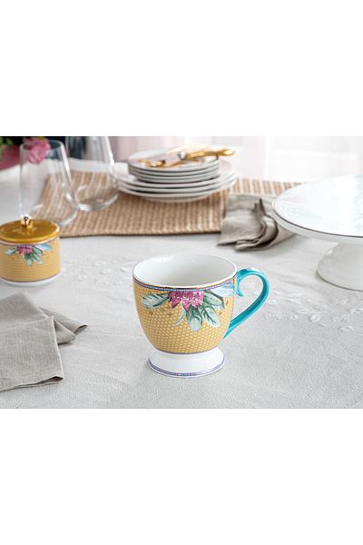 English Home Protea New Short Cut Mustard Bone China Mug - 500 Ml