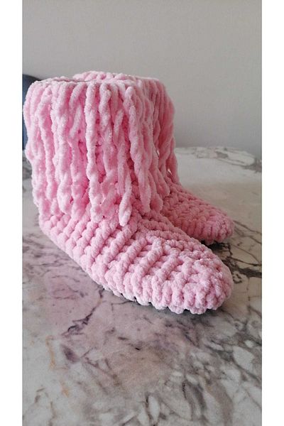 Merut style Home Boots Panduf Velvet Pink Tassel Πλεκτό στο χέρι