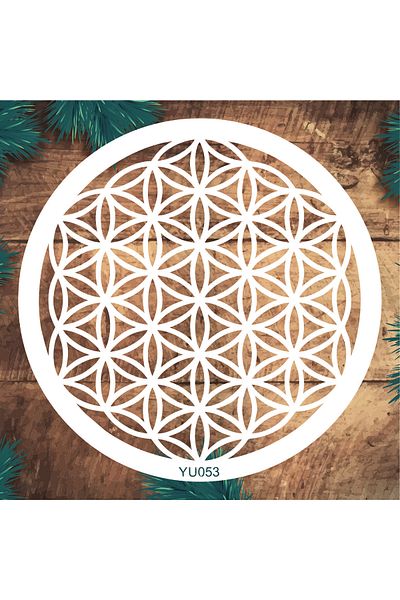 STENCİLTASARIM Stencil Design Yu053 Flower of Life Wall Wooden Glass Painting Pattern