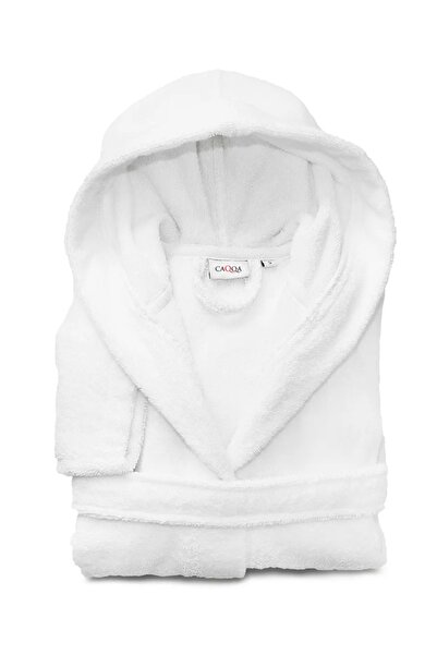 CAQQA Unisex Young White Cotton Bathrobe