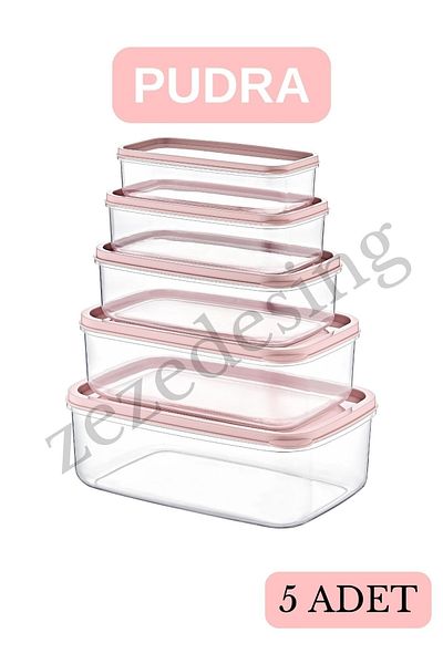 zezedesing مجموعة من 5 حاويات مستطيلة لتخزين الطعام (مسحوق) 330 مل - 530 مل - 850 مل - 1300 مل - 2100 مل