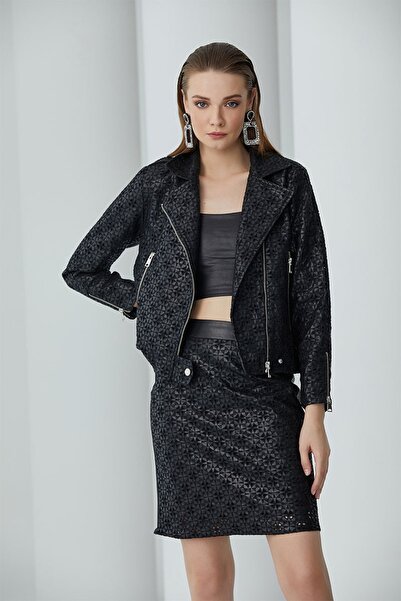 By Mare Style Faux Leather Brode Black Biker Jacket Metz Biker Jacket