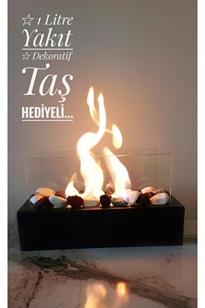 BLUEFLAME Cocktail Masa Üstü Bacasız Bioethanol Yakıtlı Şömine ( 1 Litre Şömi...