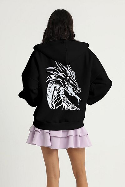 mw memowear Ζακέτα φούτερ με φερμουάρ με φερμουάρ Unisex Dragon 2ip