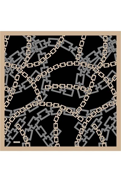 Armine Chain Pattern Twill Silk Scarf 8736d-36