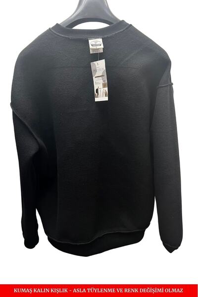 Polviton Φούτερ Oversize με Εσωτερικό Φλις Χοντρό Φούτερ με Επιθέτη Τυπωμένο Σήμα