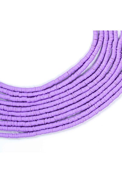 yfhobi 1 Dizi (40 Cm) - 4 Mm Fimo Boncuk, Eflatun Renk Polimer Fimo Boncuk Di...