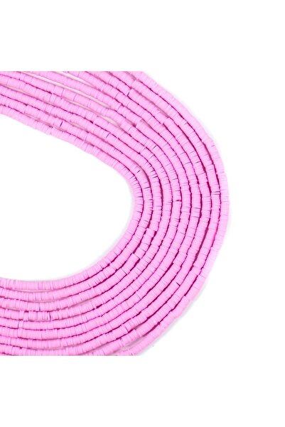 yfhobi 1 Dizi (40 Cm) - 4 Mm Fimo Boncuk, Pembe Renk Polimer Fimo Boncuk Dizi...