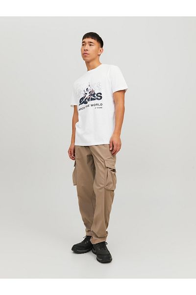 Jack & Jones Jack Jones Hunt Tee Ss Crew Neck Ln Ανδρικό λευκό μπλουζάκι 12228391-01