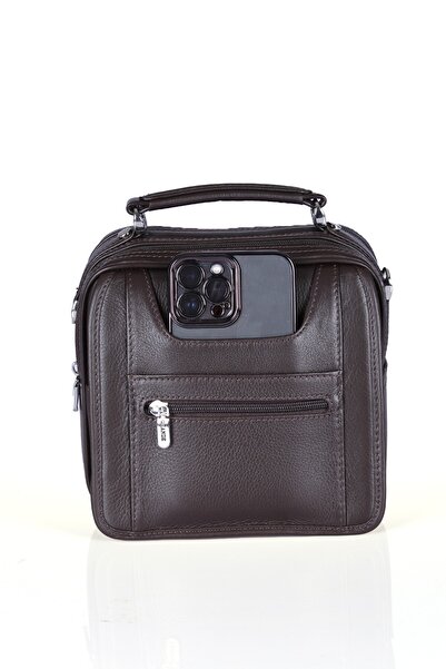 Grande 4605 100% Genuine Leather Men's Handbag Crossbody Bag Brown