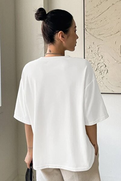 MODAGEN Γυναικείο μπλουζάκι με στάμπα White Balance Oversize