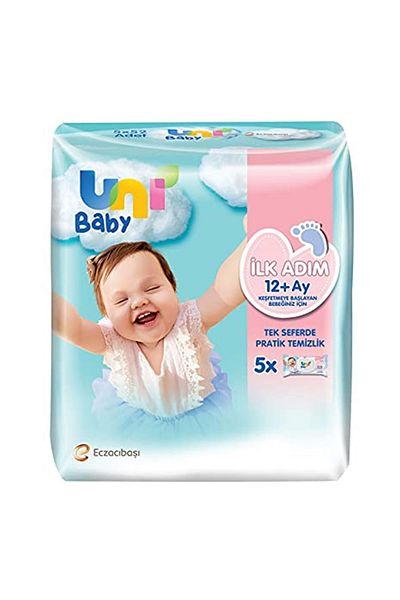 Uni Baby White First Step Leaf Wet Wipes - 5 x 52 Pieces