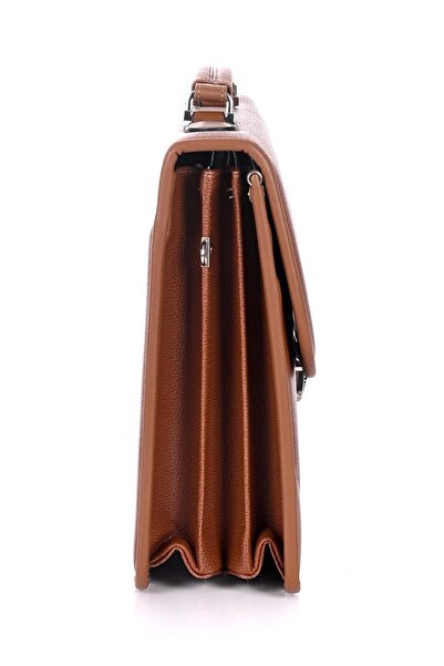 DERİEND 15.6 Inch Laptop Compartment A4 and File Compatible Briefcase Brown