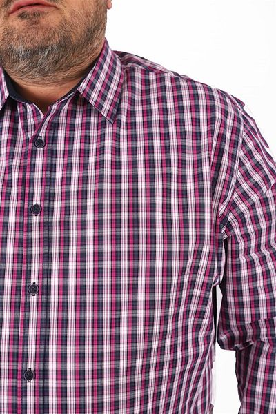MocGrande Plus Size Men's Plaid Shirt 23357 White