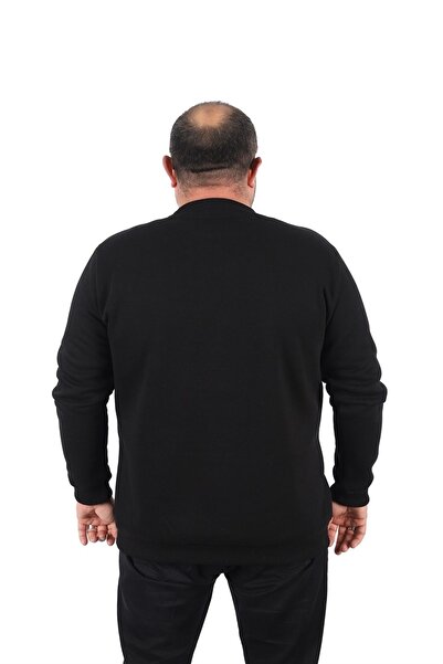 MocGrande Μαύρο φούτερ με σχέδιο V Plus Size - 22742