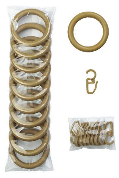 wenthi Inel pentru perdea rustică și clemă din stejar - 10 bucăți