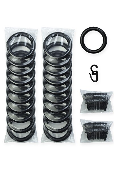 wenthi Rustik Perde Halkası Ve Klips Siyah - 20 Adet