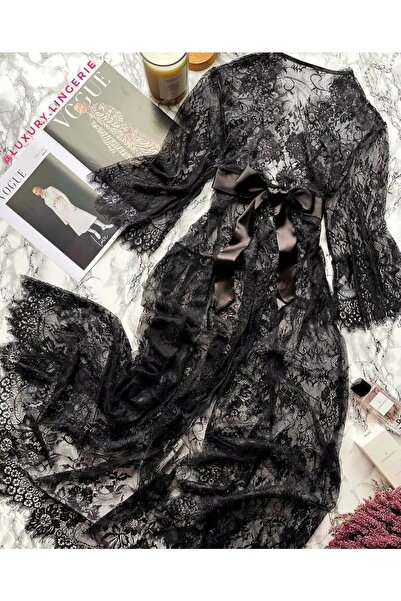 ŞAHPERA BUTİK ثوب أسود طويل من الدانتيل