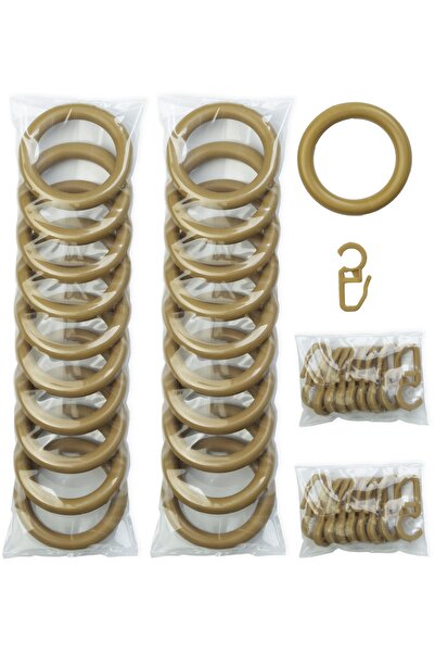 wenthi Inel pentru perdea rustică și clemă din stejar - 20 bucăți