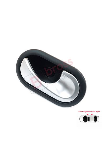 Bross Otomotiv مقبض باب داخلي مطلي بالكروم متوافق مع Renault Megane 2 2002-2009 (المنتج للأبواب الأمامية والخلفية اليمنى.)