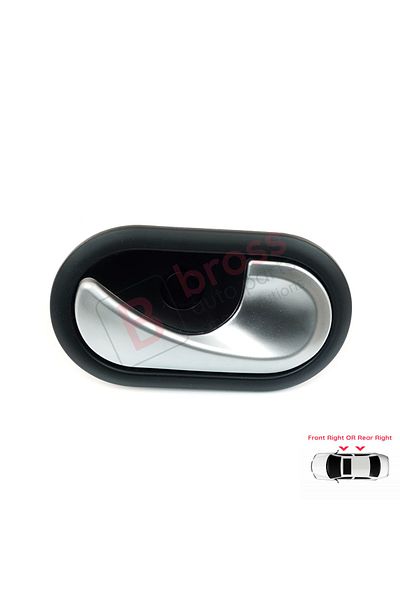Bross Otomotiv مقبض باب داخلي مطلي بالكروم متوافق مع Renault Megane 2 2002-2009 (المنتج للأبواب الأمامية والخلفية اليمنى.)