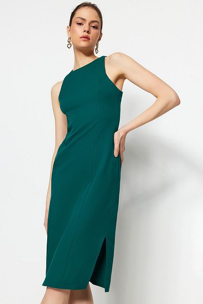 Trendyol Collection Σμαραγδένιο Πράσινο Μίντι Φόρεμα - ίσιο κόψιμο, λαιμόκοψη, Pencil φούστα - TWOSS23EL00611