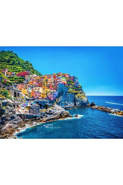 EkoDekor 3Boyutlu Duvar Kagitlari Renkli Kasaba Deniz Manzara Duvar Kağıdı Vinil