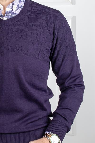 Sarar Πλεκτό πουλόβερ με λαιμόκοψη V μωβ