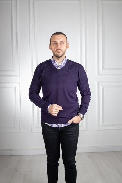 Sarar Πλεκτό πουλόβερ με λαιμόκοψη V μωβ