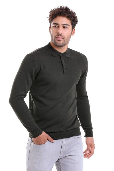 Hatemoğlu Μάλλινο πουλόβερ με λαιμόκοψη χακί Comfort Fit