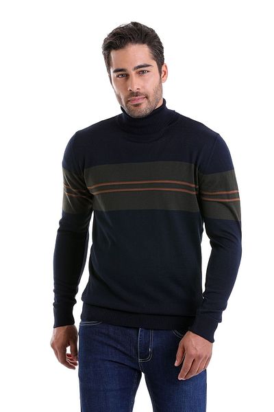 Hatemoğlu Pulover de lână, albastru marin, Comfort Fit, cu guler rotit