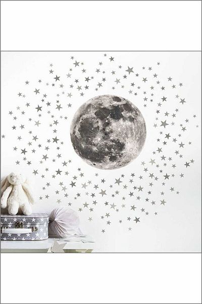 Piksel Grafik Starry Full Moon Kids Room Sticker