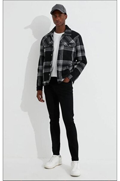 Koton Michael Real Dark Black Düz Siyah Slim Fit Likralı Jean Denim Kot Pantolon
