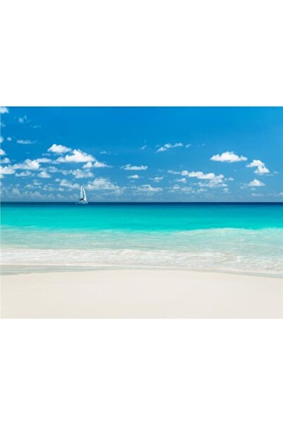 EkoDekor 3boyutluduvarkagitlari Turkuaz Deniz Manzara Duvar Kağıdı Kanvas Tek Parca