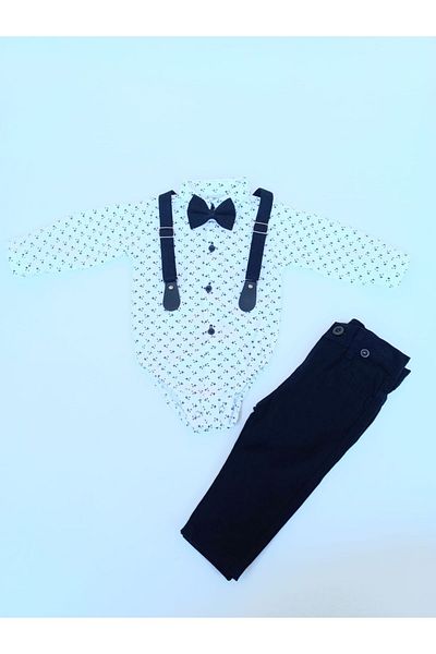Alingo Baby Boy Pants Shirt Strap Bow Tie Set