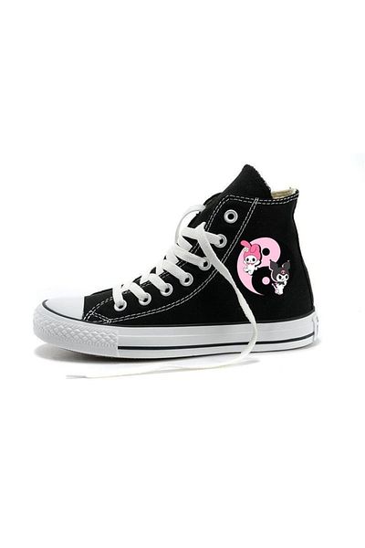 Touz Pantofi de pânză neagră cu imprimeu Hakatumoda Kuromi & Melody