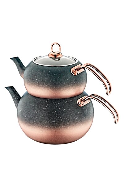 OMS Granit 4 Parça Orta Boy Küre Çaydanlık Takımı Bakır 8210
