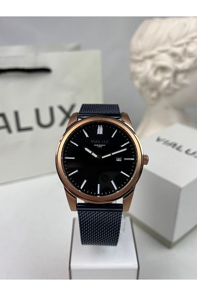 Vialux Steel Men's Wristwatch with Calendar 5 Atm Waterproof